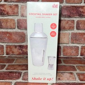 New dci Cocktail Shaker 5 Piece Set Silver Glass Shaker Party Drinks Holidays